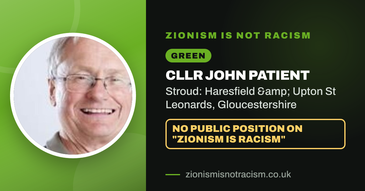 Share image: Cllr John Patient, Stroud: Haresfield & Upton St Leonards ward, Gloucestershire